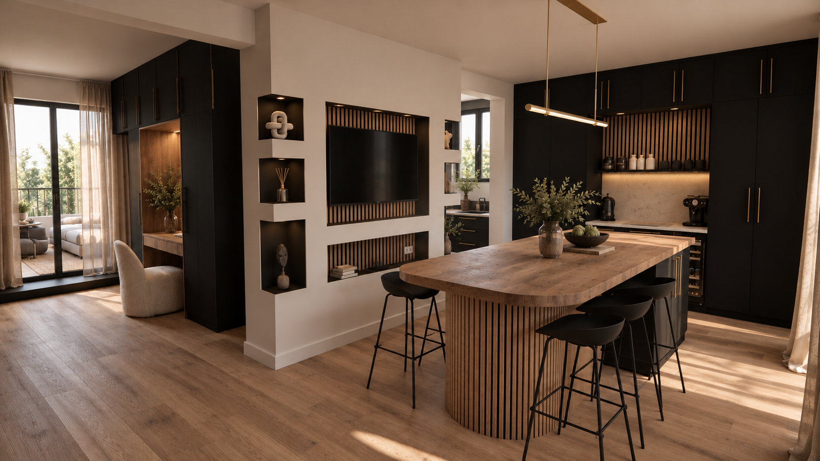 aménagement complet d'un maison de famille aux espaces ouverts et chaleureux