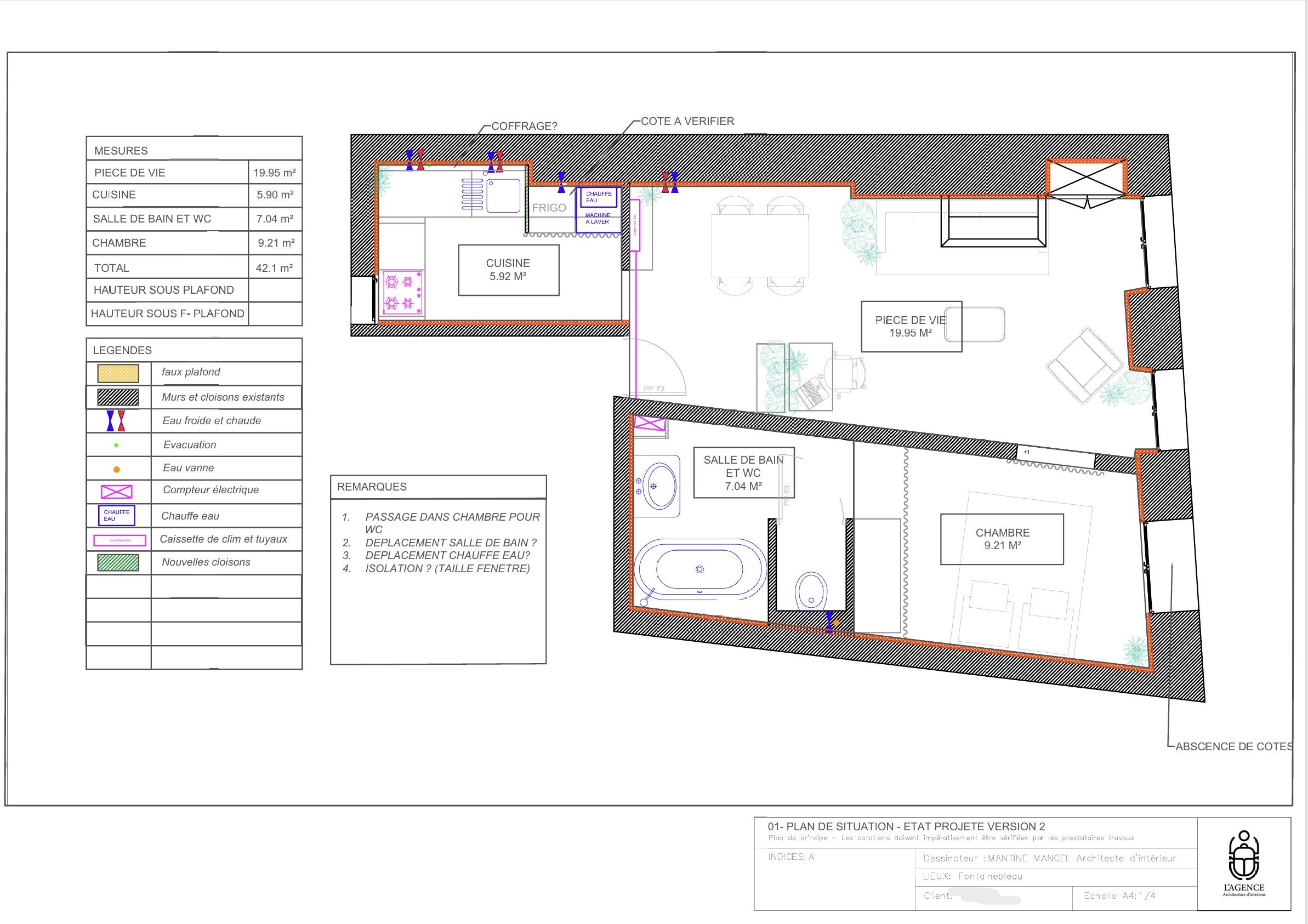 Plan d'aménagement d'un appartement pour de la location